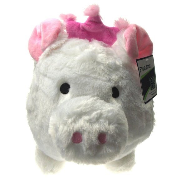 Your Zone Plush Pig Piggy Bank White Princess Large 14" Jumbo Soft Animal Coin - Picture 2 of 3
